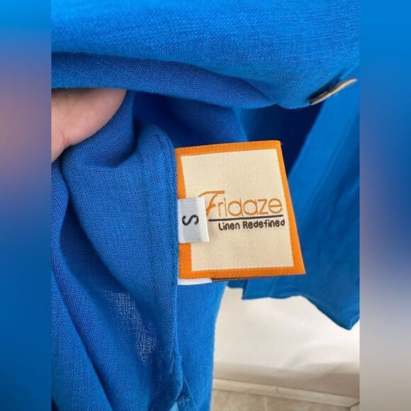 Fridaze Blue Linen Blouse Button Down Sz S - Picture 5 of 7